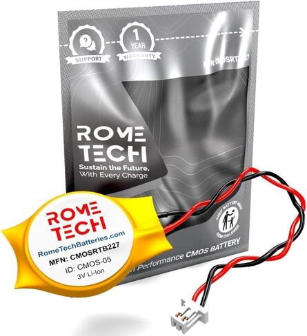 Rome Tech RTC CMOS Battery for HP Pavilion g7-1075dx / HP Pavilion g7-1150us / HP Pavilion g7-2000 / HP Pavilion dv7-6101sa - Laptop Backup BIOS CMOS Battery CR2032 with 2 Pin Wire Cable (1-pack) in Saudi Arabia