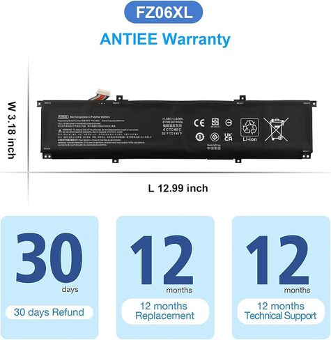 استبدال بطارية الكمبيوتر المحمول FZ06XL لجهاز Hp Spectre x360 2 في 1 Envy 16-h0011TX 16-f0035nr 16-h0006TX 16-h0112nr 16-h0795ng 16-h0018TX 16-f1075ng M47636-2C1 M47636-2D1 M48025 -005 FZ06083XL 7167 مللي أمبير 83 واط ساعة in Saudi Arabia