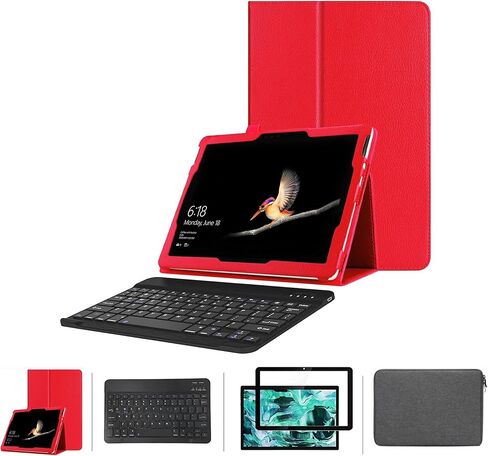 [4 في 1] واقي شاشة TCL Tab 10 Gen2 وحافظة لوحة المفاتيح (موديل 2023)، واقي شاشة وغطاء حافظة لجهاز TCL Tab 10 Gen2 10.4 بوصة (أحمر) in Kuwait