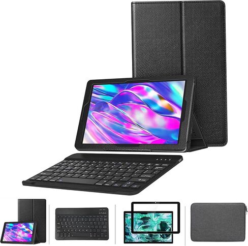 [4 في 1] واقي شاشة TCL Tab 10 Gen2 وحافظة لوحة المفاتيح (موديل 2023)، واقي شاشة وغطاء حافظة لجهاز TCL Tab 10 Gen2 10.4 بوصة (أحمر) in Kuwait
