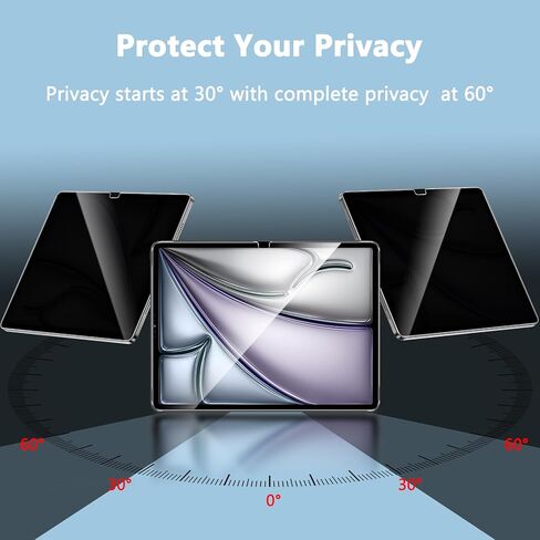 واقي شاشة للخصوصية لجهاز iPad Air 11 بوصة 2024/ iPad Air الجيل السادس، زجاج مقسى مضاد للتجسس 9H، مضاد للخدش، خالٍ من الفقاعات in Kuwait