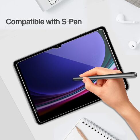 واقي شاشة لجهاز Samsung Galaxy Tab S9 Plus مقاس 12.4 بوصة إصدار 2023 SM-X810/X816B/X818U، واقي غشاء من الزجاج المقسى صلابة 9H، استجابة عالية، شفافية مقاومة للخدش in Kuwait