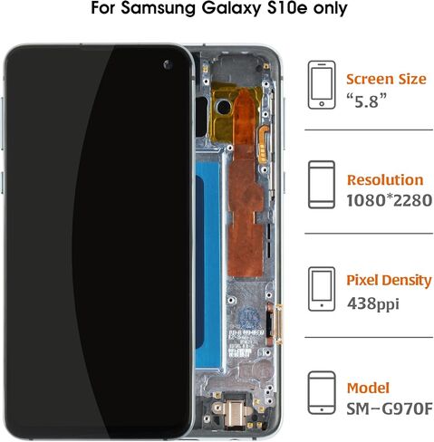 for Samsung Galaxy S10e 【Original with Frame】 SM-G970 Screen Replacement G970F G970U;W;N;X LCD Display Touch Screen Digitizer Full Assembly Repair Kits with Tools (with Blue Frame Glaxy S10e) in Saudi Arabia