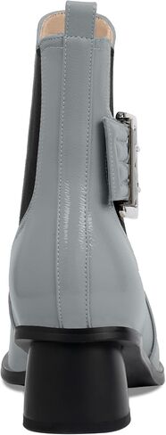 Women's Pointed Toe Chunky Block Heel Ankle Boots Buckle Strap Elastic Band Chelsea Booties in Saudi Arabia