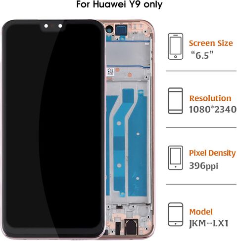 for Huawei Y9 2019 Screen Replacement with Frame JKM-LX1 JKM-LX2 JKM-LX3 LCD Display Touch Screen Glass Digitizer Full Assembly with Repair Tool Kits (Blue) Power Volume Button not Included in Saudi Arabia