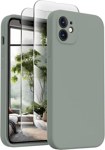 Designed for iPhone 11 Phone Case,[Square Edges][Camera Protection] Silicone Upgraded Case with [2X Screen Protectors],Soft Anti-Scratch Microfiber Lining, 6.1 inch,Alpine Green in Saudi Arabia