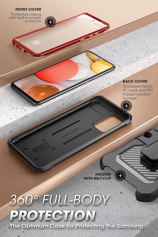 SUPCASE for Samsung Galaxy A52 4G/5G Case with Screen Protector (Unicorn Beetle Pro), [Built-in Stand & Belt Clip] Full-Body Heavy Duty Rugged Kickstand Protective Phone Case for Galaxy A52s, Black in Saudi Arabia