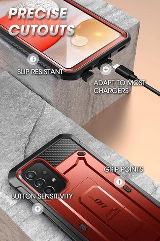 SUPCASE for Samsung Galaxy A52 4G/5G Case with Screen Protector (Unicorn Beetle Pro), [Built-in Stand & Belt Clip] Full-Body Heavy Duty Rugged Kickstand Protective Phone Case for Galaxy A52s, Black in Saudi Arabia