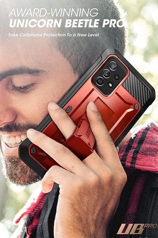SUPCASE for Samsung Galaxy A52 4G/5G Case with Screen Protector (Unicorn Beetle Pro), [Built-in Stand & Belt Clip] Full-Body Heavy Duty Rugged Kickstand Protective Phone Case for Galaxy A52s, Black in Saudi Arabia