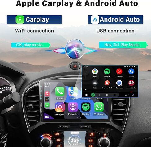 Android 13 Car Stereo for Nissan Juke 2011-2016 with Wireless Apple Carplay Android Auto,9 inch HD Touchscreen Car Radio with WiFi,GPS Navigation,Bluetooth,FM/RDS,SWC,Dual USB,HiFi+AHD Rear Camera in Saudi Arabia