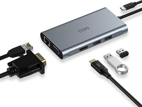 USB C Hub, USB C Laptop Docking Station Dual Monitor, 6 in 1 USB C Dock with HDMI 4K, VGA,2 USB Port 3.0, 100W PD Charger, Gigabit Ethernet, USB C Dongle Compatible with MacBook/Dell/HP/Lenovo Laptops in Saudi Arabia