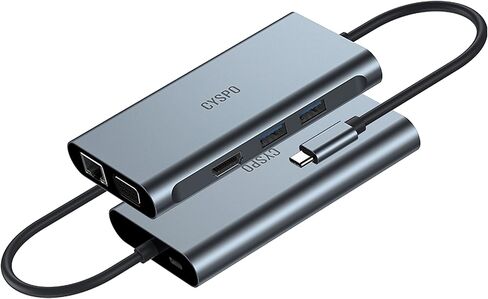 USB C Hub, USB C Laptop Docking Station Dual Monitor, 6 in 1 USB C Dock with HDMI 4K, VGA,2 USB Port 3.0, 100W PD Charger, Gigabit Ethernet, USB C Dongle Compatible with MacBook/Dell/HP/Lenovo Laptops in Saudi Arabia