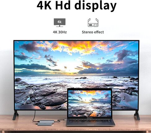USB C Hub, USB C Laptop Docking Station Dual Monitor, 6 in 1 USB C Dock with HDMI 4K, VGA,2 USB Port 3.0, 100W PD Charger, Gigabit Ethernet, USB C Dongle Compatible with MacBook/Dell/HP/Lenovo Laptops in Saudi Arabia