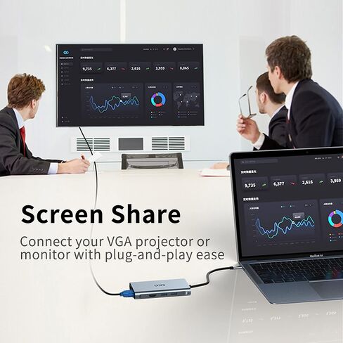 USB C Hub, USB C Laptop Docking Station Dual Monitor, 6 in 1 USB C Dock with HDMI 4K, VGA,2 USB Port 3.0, 100W PD Charger, Gigabit Ethernet, USB C Dongle Compatible with MacBook/Dell/HP/Lenovo Laptops in Saudi Arabia