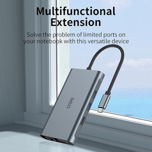 USB C Hub, USB C Laptop Docking Station Dual Monitor, 6 in 1 USB C Dock with HDMI 4K, VGA,2 USB Port 3.0, 100W PD Charger, Gigabit Ethernet, USB C Dongle Compatible with MacBook/Dell/HP/Lenovo Laptops in Saudi Arabia