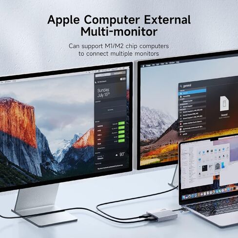 محول HDMI مزدوج من Hagibis لشريحة Apple M1 M2، USB C/USB 3.0 إلى محطة إرساء HDMI مزدوجة لشاشتين MacBook Pro وiMac وDisplayLink DL6950 Chip 4K 60 هرتز محول العرض المزدوج لنظام التشغيل MacOS وWindows in Kuwait