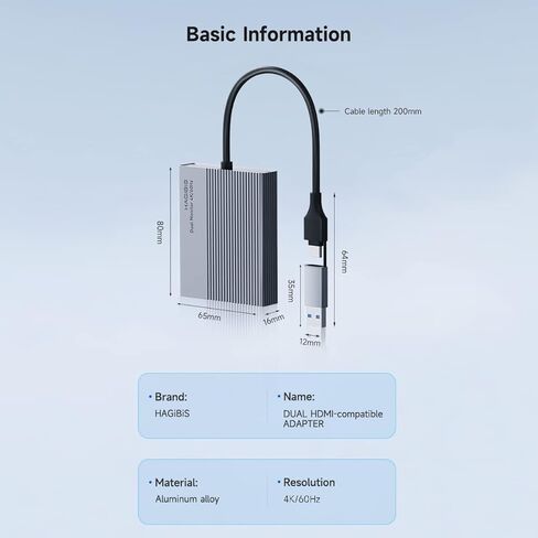 محول HDMI مزدوج من Hagibis لشريحة Apple M1 M2، USB C/USB 3.0 إلى محطة إرساء HDMI مزدوجة لشاشتين MacBook Pro وiMac وDisplayLink DL6950 Chip 4K 60 هرتز محول العرض المزدوج لنظام التشغيل MacOS وWindows in Kuwait