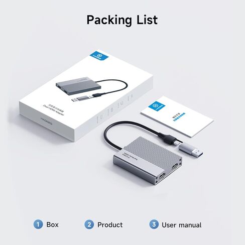 محول HDMI مزدوج من Hagibis لشريحة Apple M1 M2، USB C/USB 3.0 إلى محطة إرساء HDMI مزدوجة لشاشتين MacBook Pro وiMac وDisplayLink DL6950 Chip 4K 60 هرتز محول العرض المزدوج لنظام التشغيل MacOS وWindows in Kuwait