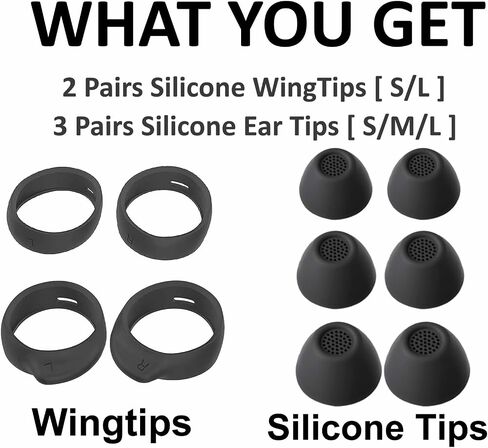 A-Focus Wingtip Ear Tips Kit for Galaxy Buds FE Replacement Silicone Anti-Slip Fit in Case Cover Eartips Ear Hook Earbuds Gel Wings Accessories Compatible with Samsung Galaxy Buds FE Graphite 5 Pairs in Saudi Arabia