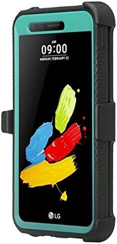 [GW USA] Belt Clip Holster Compatible for LG Aristo 2/LG Aristo 2 Plus/LG Risio 3/LG Tribute Dynasty/LG Zone 4/LG Fortune 2/LG Rebel 3 LTE Case Full Body Coverage [Built in Screen Protector] - Teal in Saudi Arabia