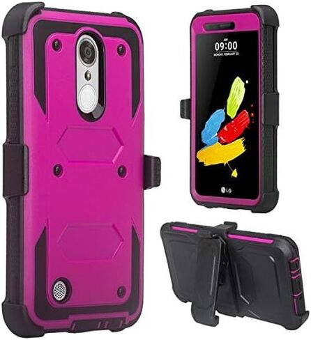 [GW USA] حافظة بمشبك حزام متوافقة مع LG Aristo 2/LG Aristo 2 Plus/LG Risio 3/LG Tribute Dynasty/LG Zone 4/LG Fortune 2/LG Rebel 3 LTE تغطية كاملة للجسم [واقي شاشة مدمج] - أزرق مخضر in Kuwait