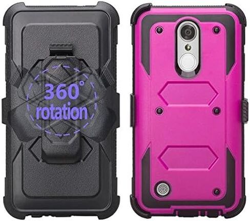 [GW USA] حافظة بمشبك حزام متوافقة مع LG Aristo 2/LG Aristo 2 Plus/LG Risio 3/LG Tribute Dynasty/LG Zone 4/LG Fortune 2/LG Rebel 3 LTE تغطية كاملة للجسم [واقي شاشة مدمج] - أزرق مخضر in Kuwait