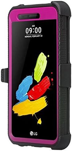 [GW USA] حافظة بمشبك حزام متوافقة مع LG Aristo 2/LG Aristo 2 Plus/LG Risio 3/LG Tribute Dynasty/LG Zone 4/LG Fortune 2/LG Rebel 3 LTE تغطية كاملة للجسم [واقي شاشة مدمج] - أزرق مخضر in Kuwait