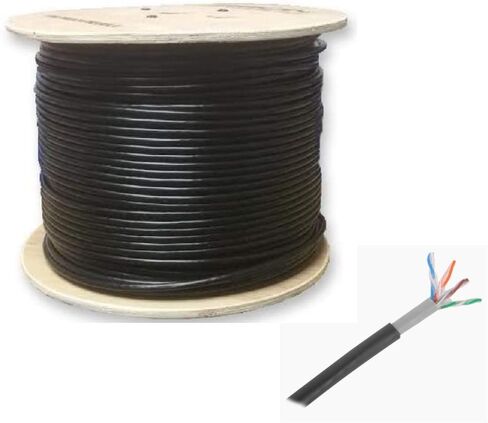 كابل CAT5e شبكي مملوء بجل الدفن المباشر مقاوم للأشعة فوق البنفسجية مقاوم للماء بنسبة 1000 بوصة مع موصلات نحاسية صلبة بطول 300 متر معتمد من UL in Saudi Arabia