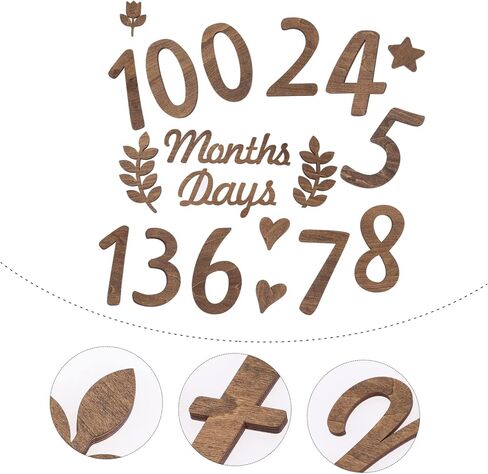 1 Set Month Plate Wooden Baby Photo Props Baby Photo Props Wooden Monthly Baby Milestone Baby Birth Blocks for Baby Building Blocks Baby Milestone Numbers Sign Newborn Ornaments in Saudi Arabia