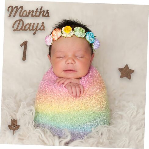 1 Set Month Plate Wooden Baby Photo Props Baby Photo Props Wooden Monthly Baby Milestone Baby Birth Blocks for Baby Building Blocks Baby Milestone Numbers Sign Newborn Ornaments in Saudi Arabia