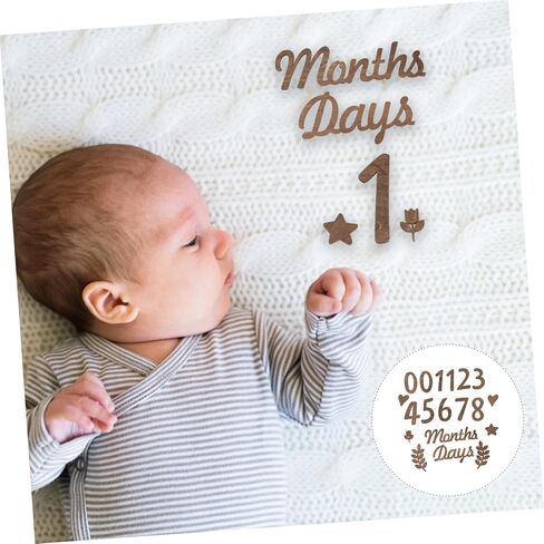 1 Set Month Plate Wooden Baby Photo Props Baby Photo Props Wooden Monthly Baby Milestone Baby Birth Blocks for Baby Building Blocks Baby Milestone Numbers Sign Newborn Ornaments in Saudi Arabia