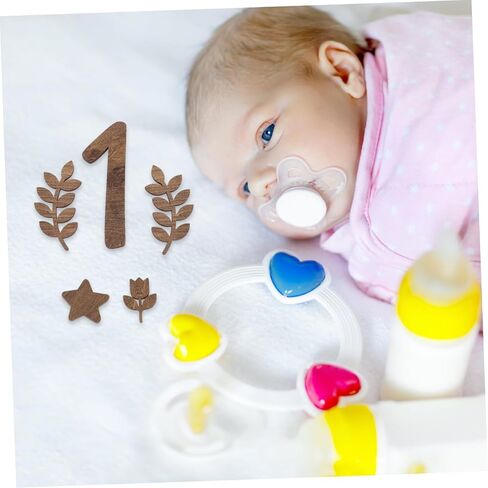 1 Set Month Plate Wooden Baby Photo Props Baby Photo Props Wooden Monthly Baby Milestone Baby Birth Blocks for Baby Building Blocks Baby Milestone Numbers Sign Newborn Ornaments in Saudi Arabia