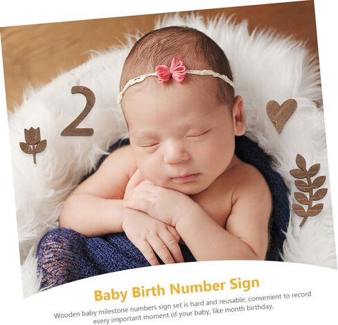 1 Set Month Plate Wooden Baby Photo Props Baby Photo Props Wooden Monthly Baby Milestone Baby Birth Blocks for Baby Building Blocks Baby Milestone Numbers Sign Newborn Ornaments in Saudi Arabia
