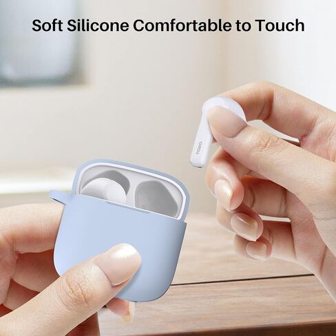 TOZO A3 Protective Silicone Case Shockproof Soft Skin Cover for TOZO A3 Earbuds with Front LED Visible and Keychain Blue in Saudi Arabia