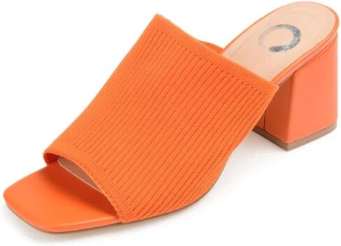 Journee Collection Womens Lorenna Slip-On Heels with Square Shaped Open-Toe, Orange, 9 in Saudi Arabia