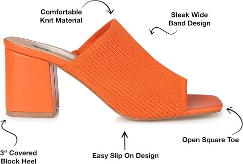 Journee Collection Womens Lorenna Slip-On Heels with Square Shaped Open-Toe, Orange, 9 in Saudi Arabia