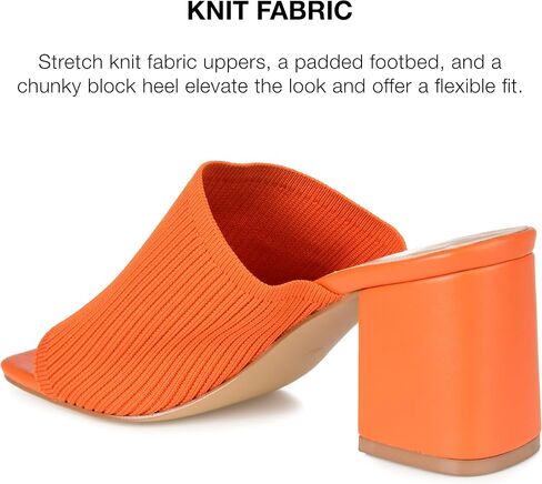 Journee Collection Womens Lorenna Slip-On Heels with Square Shaped Open-Toe, Orange, 9 in Saudi Arabia