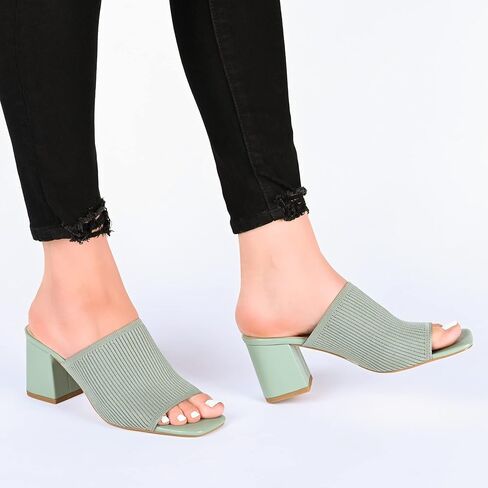 Journee Collection Womens Lorenna Slip-On Heels with Square Shaped Open-Toe, Orange, 9 in Saudi Arabia