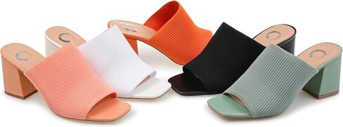 Journee Collection Womens Lorenna Slip-On Heels with Square Shaped Open-Toe, Orange, 9 in Saudi Arabia