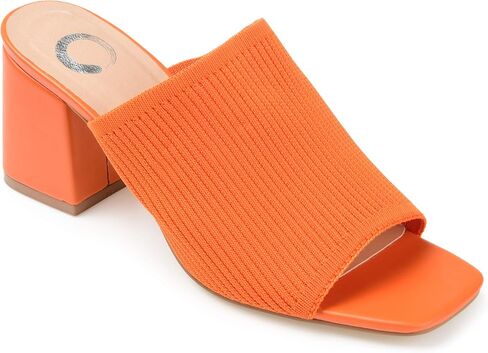 Journee Collection Womens Lorenna Slip-On Heels with Square Shaped Open-Toe, Orange, 9 in Saudi Arabia
