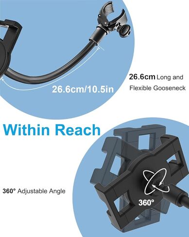 حامل الكمبيوتر اللوحي بمقود Gooseneck للهاتف والآيباد مقاس 4.7 بوصة - 12.9 بوصة - حامل الكمبيوتر اللوحي للدراجة الدوارة، جهاز المشي، دراجة التمارين، الدراجة الثابتة، ركوب الدراجات الداخلية لجهاز iPad Pro، Air، Mini/iPhone/Tab in Kuwait