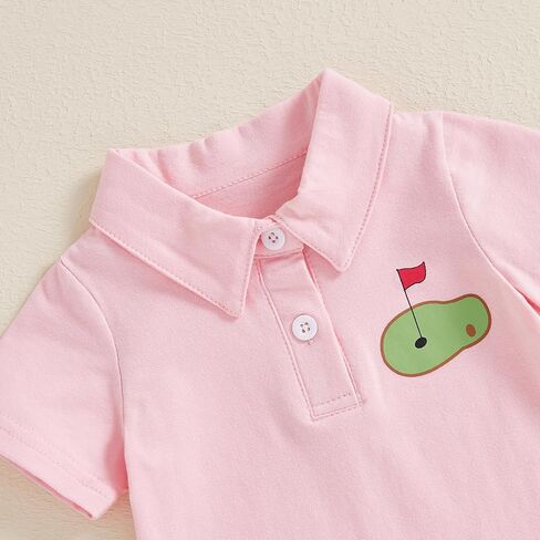 Toddler Baby Girl Golf Outfit Short Sleeve Hole in One Polo T Shirt Golf Print Mini Skirt Set 2Pcs Summer Clothes in Saudi Arabia