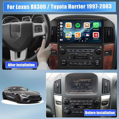CAMECHO 2+64G Android 13 Car Stereo for Lexus RX300 / Toyota Harrier 1997-2003, Wireless CarPlay & Android Auto Car Radio, 9" Touch Screen in-Dash GPS with Bluetooth HiFi WiFi FM/RDS SWC Mirror Link in Saudi Arabia