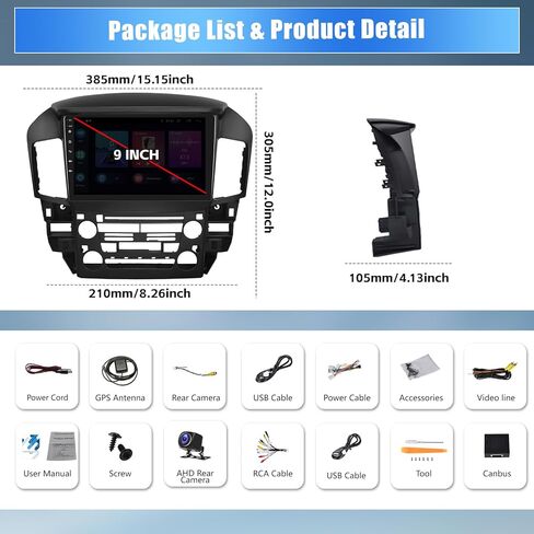 CAMECHO 2+64G Android 13 Car Stereo for Lexus RX300 / Toyota Harrier 1997-2003, Wireless CarPlay & Android Auto Car Radio, 9" Touch Screen in-Dash GPS with Bluetooth HiFi WiFi FM/RDS SWC Mirror Link in Saudi Arabia