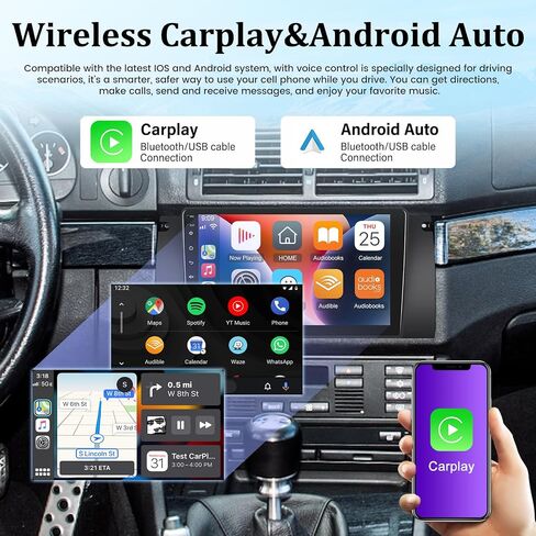 [2+64G] ستيريو سيارة Android 13 لسيارة BMW 5 Series X5 E39 M5 E38 E53 1996-2003 - Apple Carplay & Android Auto - شاشة لمس عالية الدقة 9 بوصة EQ Audio - Mirror Link GPS WiFi SWC + كاميرا احتياطية AHD + Canbus in Saudi Arabia