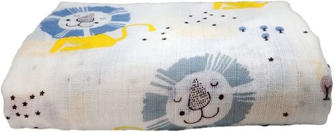 Baby Swaddle Blanket Unisex Swaddle Wrap Soft Muslin Swaddle Blankets Neutral Receiving Blanket for Boys and Girls, Large 47 x 47 inches(Lion) in Saudi Arabia