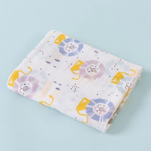 Baby Swaddle Blanket Unisex Swaddle Wrap Soft Muslin Swaddle Blankets Neutral Receiving Blanket for Boys and Girls, Large 47 x 47 inches(Lion) in Saudi Arabia