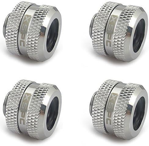 XSPC G1/4 بوصة إلى 10 مم معرف، 14 مم OD PETG تركيب ثلاثي الختم، لمسة نهائية من الكروم، 4 عبوات in Kuwait