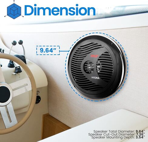 Pyle 8" Marine Vehicle Speakers - Dual 180W 4 Ohm Waterproof Car Component Speaker System, PP Cone w/ Rubber Surround, 20 Oz Magnet 1.5" Voice Coil, For Custom Audio Boat Truck Mobile Off-Road (Black) in Saudi Arabia