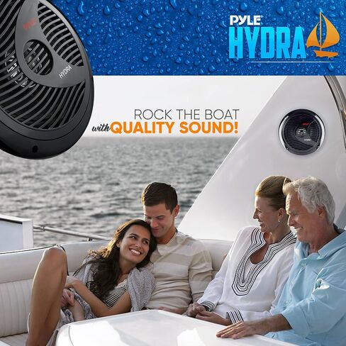Pyle 8" Marine Vehicle Speakers - Dual 180W 4 Ohm Waterproof Car Component Speaker System, PP Cone w/ Rubber Surround, 20 Oz Magnet 1.5" Voice Coil, For Custom Audio Boat Truck Mobile Off-Road (Black) in Saudi Arabia